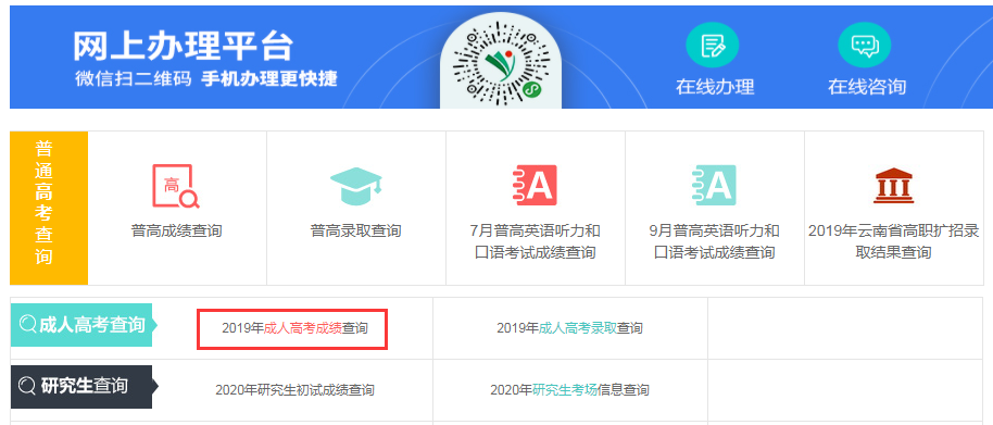 云南招考网成绩查询